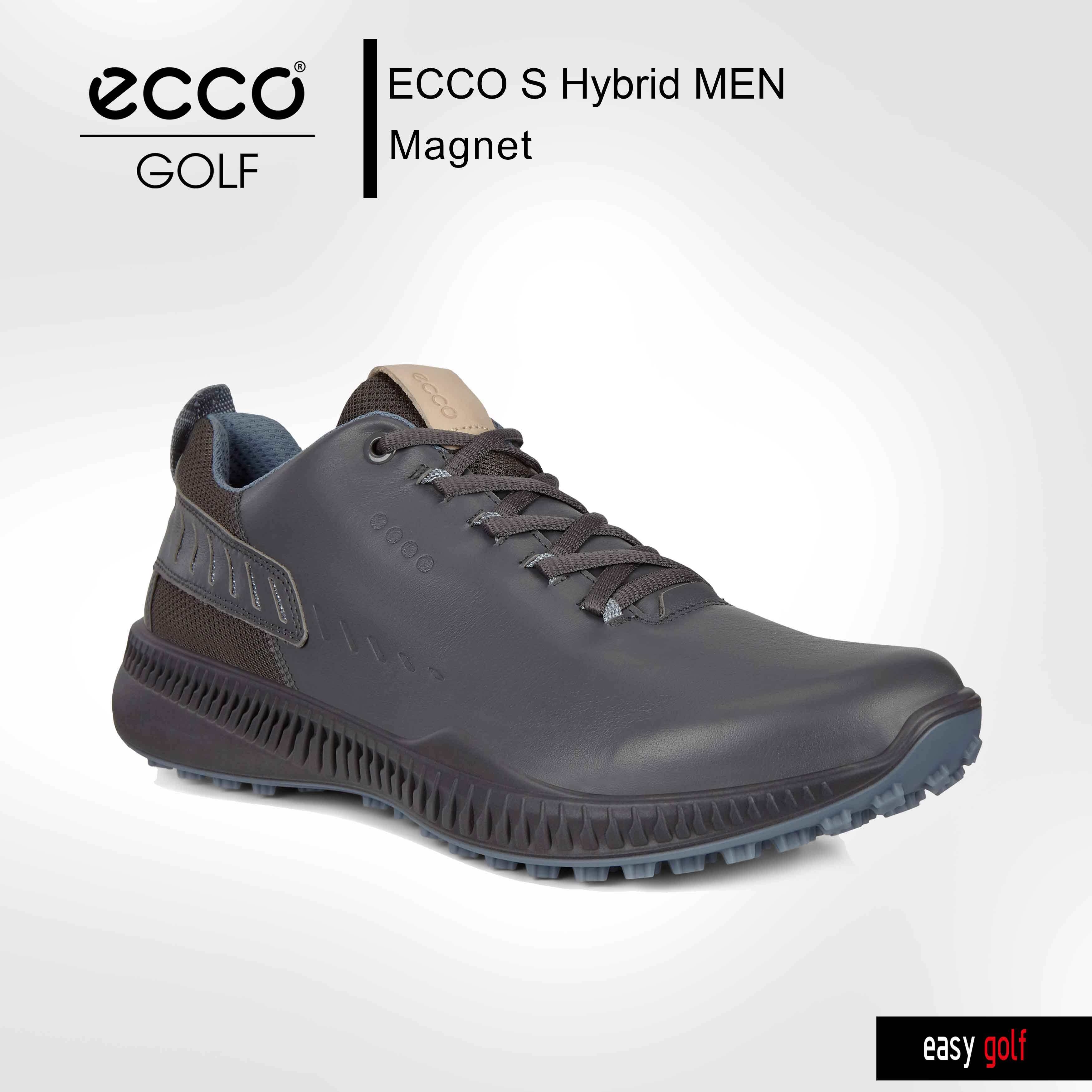 ECCO GOLF รองเท้ากอล์ฟผู้ชาย รองเท้ากีฬาชาย Golf Shoes รุ่น ECCO S HYBRID MEN สีเทาเข้ม (Magnet)