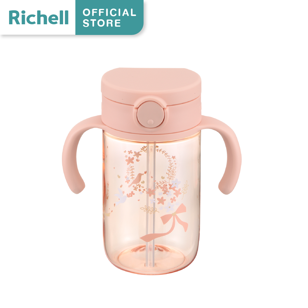 Richell Baby(ริเชลล์) New! AXSTARS(อัสตร้า) แก้วหลอดดูดกันสำลัก คว่ำไม่หก (320 มล.)