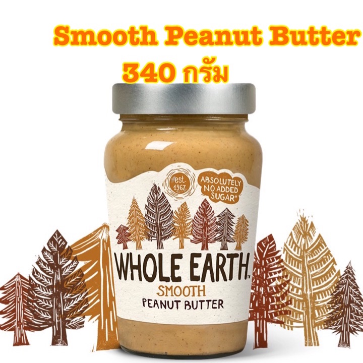 [พร้อมส่ง] เนยถั่วบดละเอียด Whole Earth Smooth Peanut Butter 340g กรัม