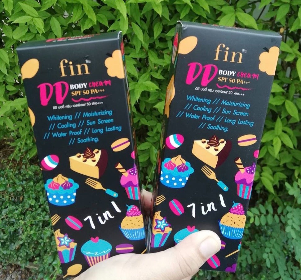 ((แพ๊ค 2 หลอด))Fin DD Cream 7 in 1 ฟิน ดีดี ครีม  7 ประการในหนึ่งเดียว เกลี่ยง่าย ไม่ติดขน ไม่ติดเสื้อผ้า ขนาด100g.