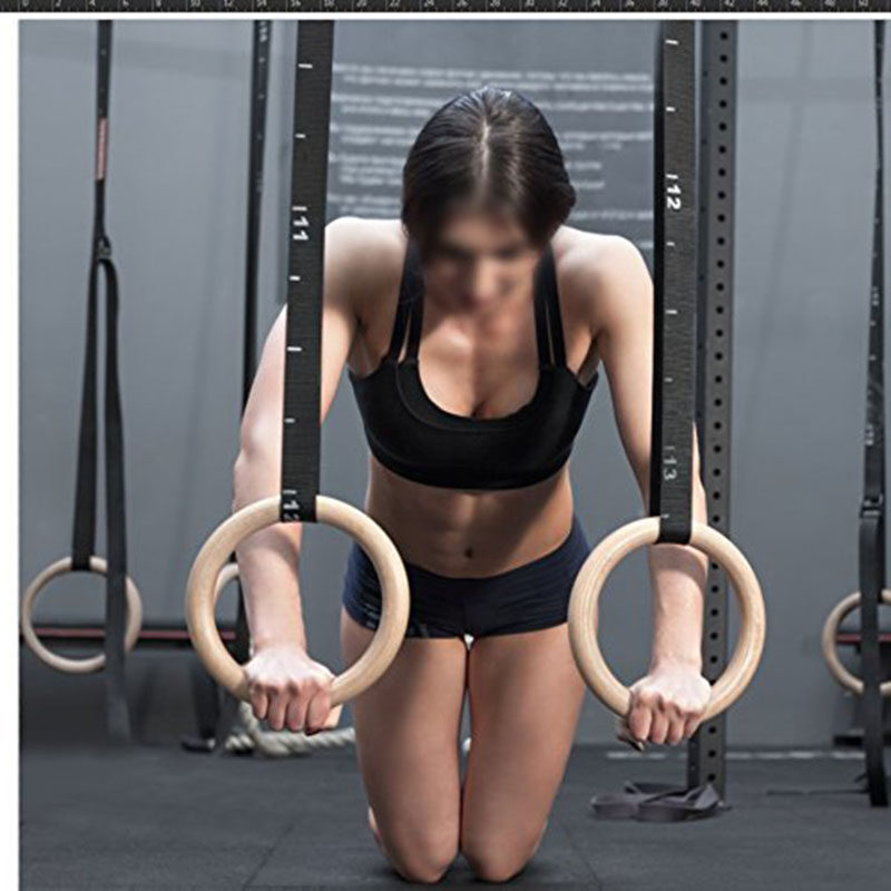 บ้านห่วงออกกำลังกายไม้เบิร์ชห่วงยิมนาสติกการออกกำลังกาย Strength Strength แหวนหัวเข็มขัดแบบปรับได้สายรัด CROSS Fitness
