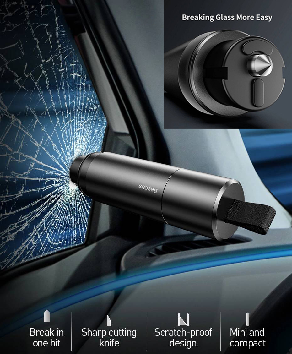 ค้อนนิรภัย 2in1 ทุบกระจกรถยนต์และตัดเข็มขัดนิรภัย อุปกรณ์เสริมความปลอดภัยสำหรับรถยนต์ขนาดเล็ก ทุบกระจก Mini Seat Safety Hammer Auto Glass Car Window