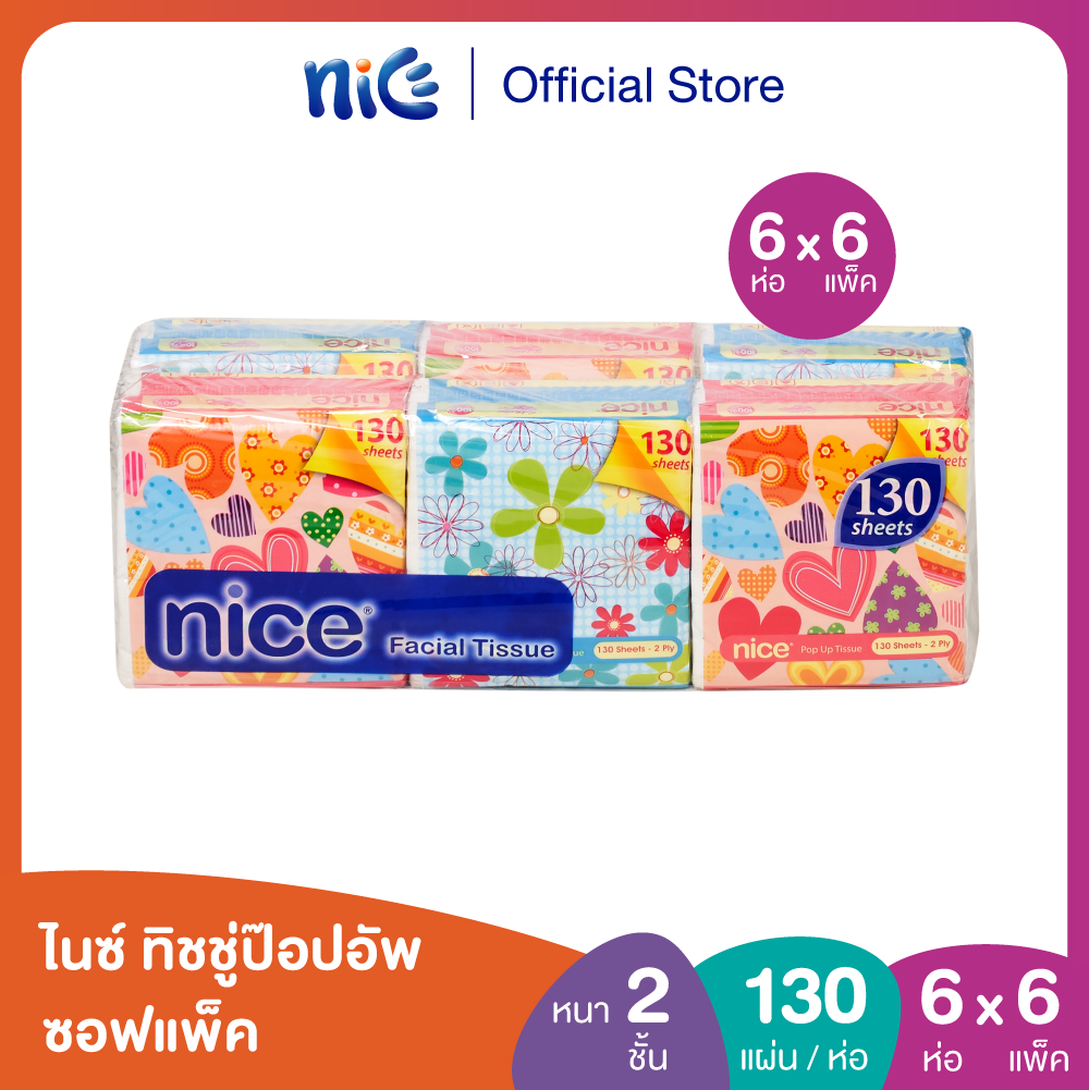 (PACK6 36units) Nice Pop up (130sheets) Pack6 X 6 ราคา 364 บาท*ส่งฟรี
