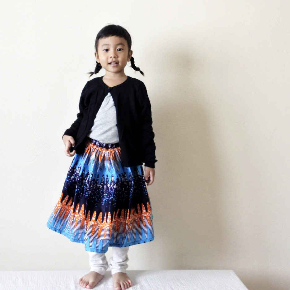 MERMEO |【SK-57】L(110-120) African batik kids skirt | กระโปรงเด็กผ้าแอฟริกันบาติก