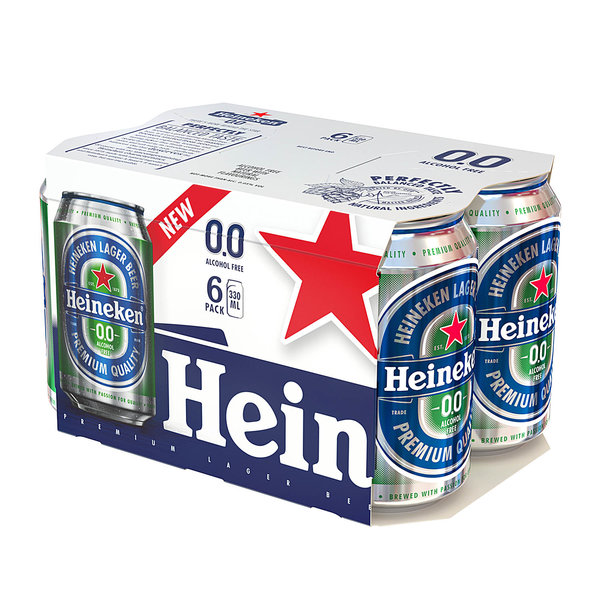 Heineken 0.0 No Alcohol เครื่องดื่มมอลต์ไม่มีแอลกอฮอล์ 330 มล. [Pack 6 cans]