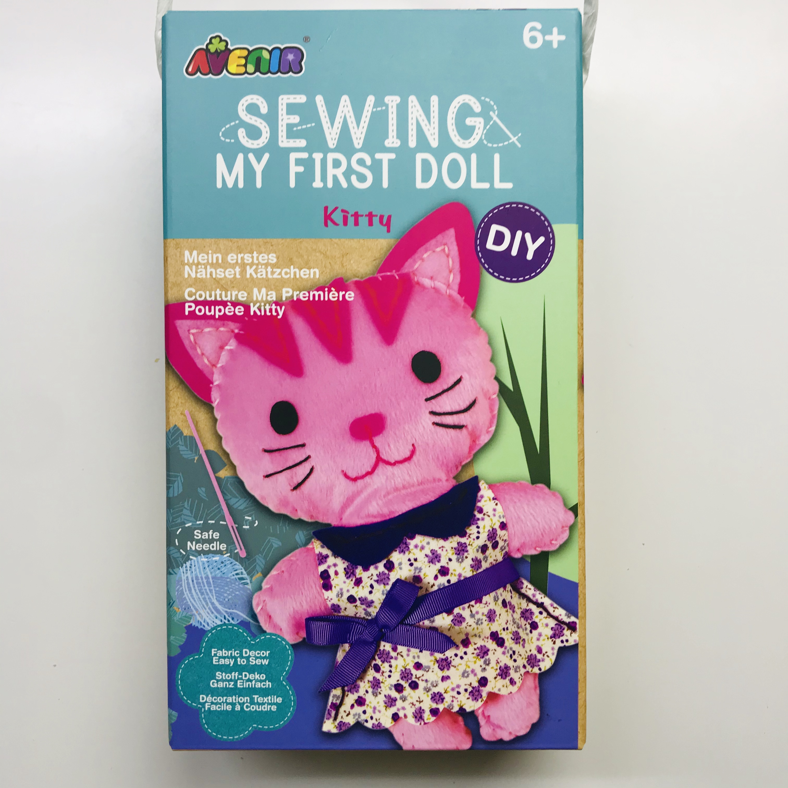 Avenir DIY Kitty Cat Sewing Set, Soft Plush, Kids crafts, Animal craft, Easy to sew, Doll, Kids toys, Children sewing, Kids Art and crafts