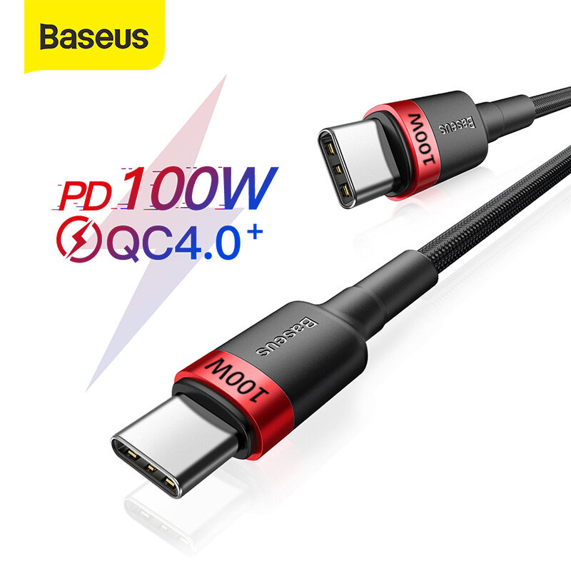 Baseus 60W USB ประเภท C ถึง Type C QC 3.0 PD 2.0 Quick สายชาร์จสำหรับ Vivo Oppo Samsung Huawei Realme 100W PD 4.0 Fast Charging สำหรับ MacBook Pro