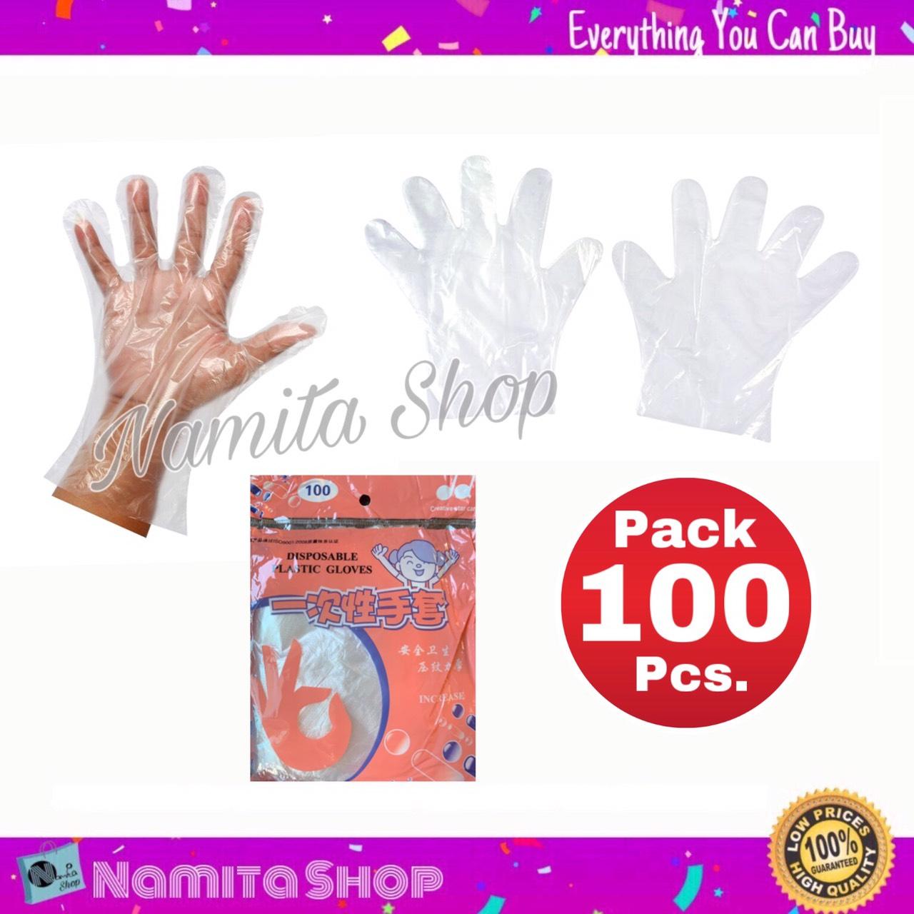 Namita Disposabble Plastic Gloves ถุงมือ ถุงมือพลาสติก แบบใช้แล้วทิ้ง ถุงมือสำหรับใช้แล้วทิ้ง แพ็คสุดคุ้ม 100 ชิ้น