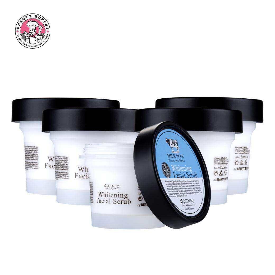 (แพ็ค 5 กระปุก) SCENTIO MILK PLUS WHITENING Q10 FACIAL SCRUB เซนทิโอ มิลค์พลัส ไบร์ แอนด์ ไวท์ เฟเชียล สครับ (100ML./กระปุก) ราคา 986 บาท*ส่งฟรี
