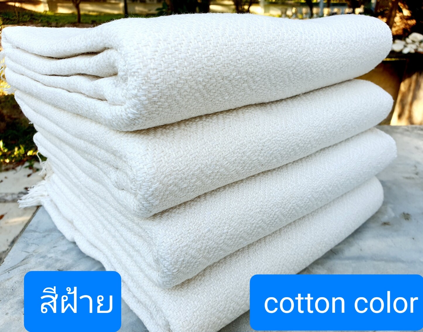 blanket  ka  not towel   105*210cm   สีขาวนวล  cotton  color    ผ้าห่มสีขาว   ผ้าฝ้ายสีขาว    ผ้าฝ้ายทอมือ   ผ้าห่ม  ผ้าห่มผ้าฝ้าย  Hand woven cotton blanket