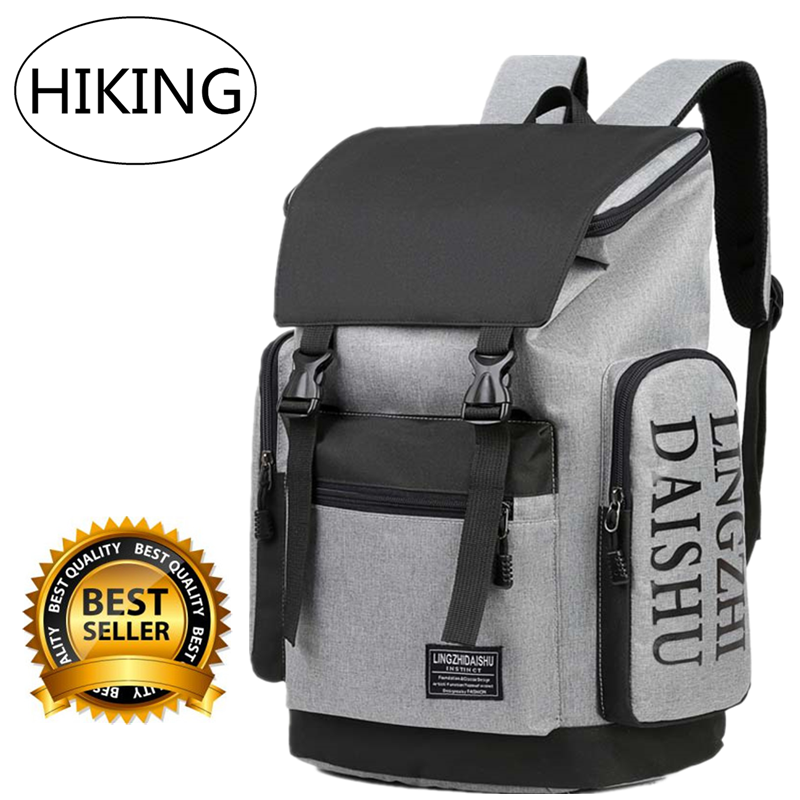 HIKING ความจุสูงกระเป๋าเป้ผู้ชาย Backpack กระเป๋าเป้สะพายหลังผู้ชาย กันน้ำได้กระเป๋าเป้ เป้แฟชั่นสุดฮิต กระเป๋าเดินทาง แบคแพ็ค BLACK