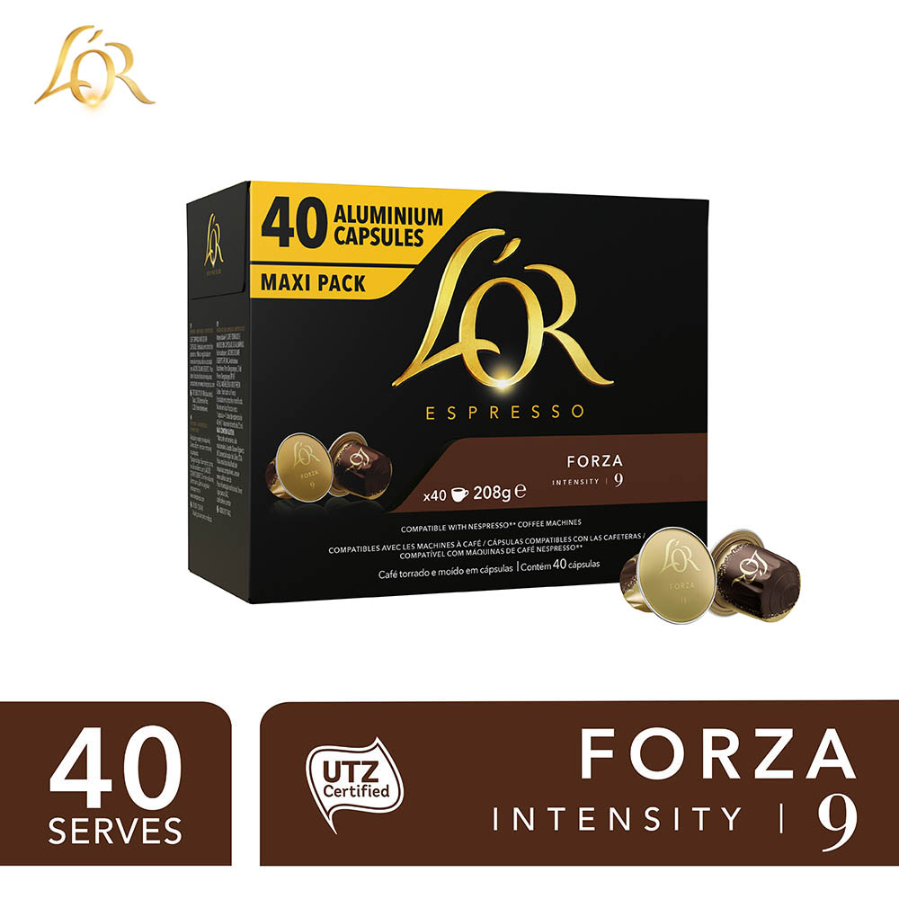 [Online Exclusive] L'OR Espresso Forza Intensity 9 (40 Capsules) ลอร์ กาแฟแคปซูล ความเข้ม ระดับ 9 (40 แคปซูล)