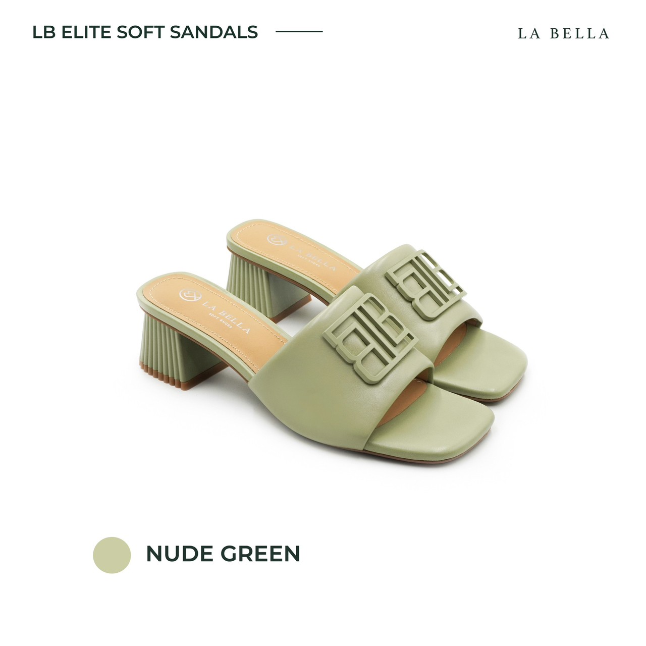 LA BELLA รองเท้าส้นสูงหนังแกะ รุ่น LB ELITE SOFT SANDALS SAND