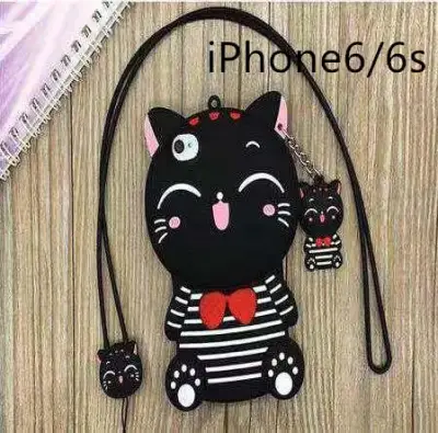 แมวดำ ใส่เสื้อลายiPhone6/6s-6plus/6splus-7plus/8plus-SamsungA10-OPPO A37-A1k-A3s-A5s-F9-F11Pro-vivo Y91i-HUAWEIY9（2019）