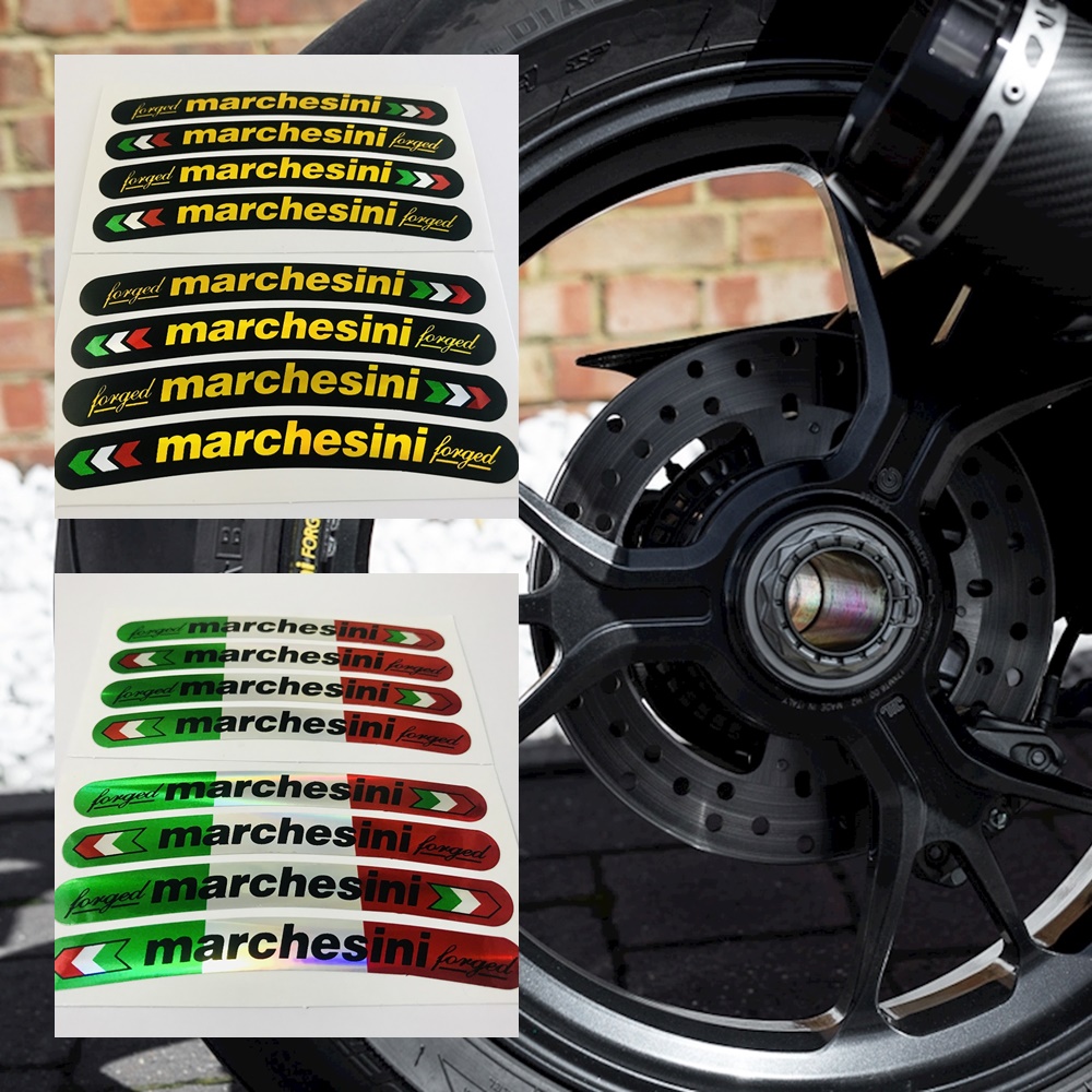 สติ๊กเกอร์ Marchesini สติ๊กเกอร์ล้อ สติกเกอร์ ติดขอบล้อ แต่งวงล้อ ติดล้อแม็ก แต่งรถ มอเตอร์ไซค์ งานฟอยล์ พรีเมี่ยม สะท้อนแสง 8 ชิ้น Foil Decal Motorcycle Wheel Sticker Rim Bigbike Ducati CBR