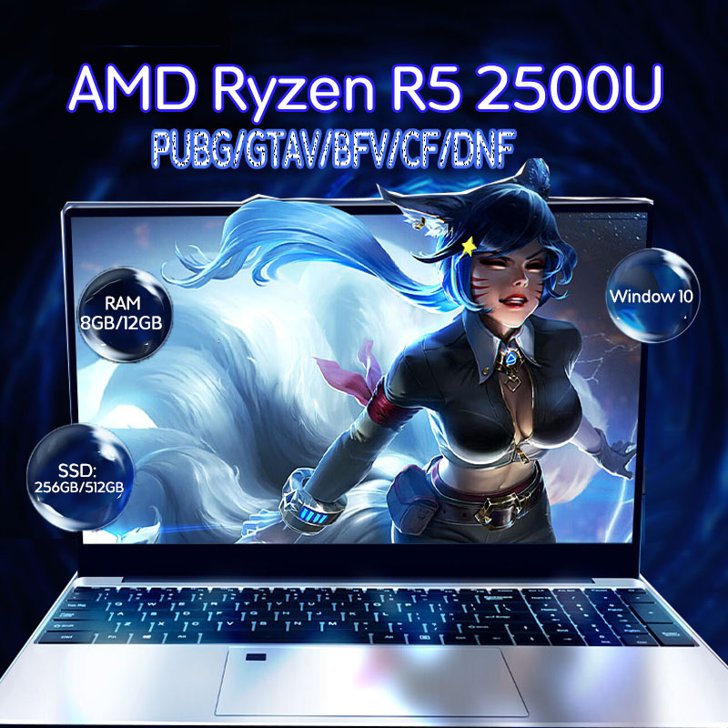 [ปลดล็อคลายนิ้วมือ]PUBG GTA V BF Vโน็ตบุ๊คมือ1แท้ โน๊ตบุ๊คเล่น โน๊ตบุ๊ค โน๊ตบุ๊คเล่นเกม 15.6 inch Laptop AMD Ryzen 5 2500U Quad Core Radeon Vega 8 RAM DDR4 8/12GB 512GB SSD Notebook Offce Computeri Win10