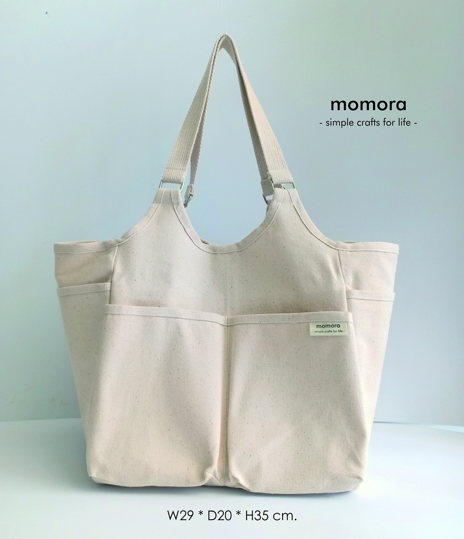 momora กระเป๋าผ้าแคนวาสอเนกประสงค์ มีช่องจัดระเบียบสัมภาระในตัว 9 ช่อง Multi-functional canvas bag with 9 pockets