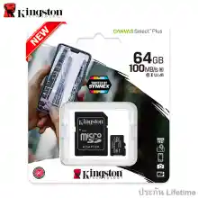 ภาพขนาดย่อของสินค้าKingston microSD Card 64GB Canvas Select Plus Class 10 UHS-I 100MB/s (SDCS2/64GB) + SD Adapter ประกัน Lifetime Synnex
