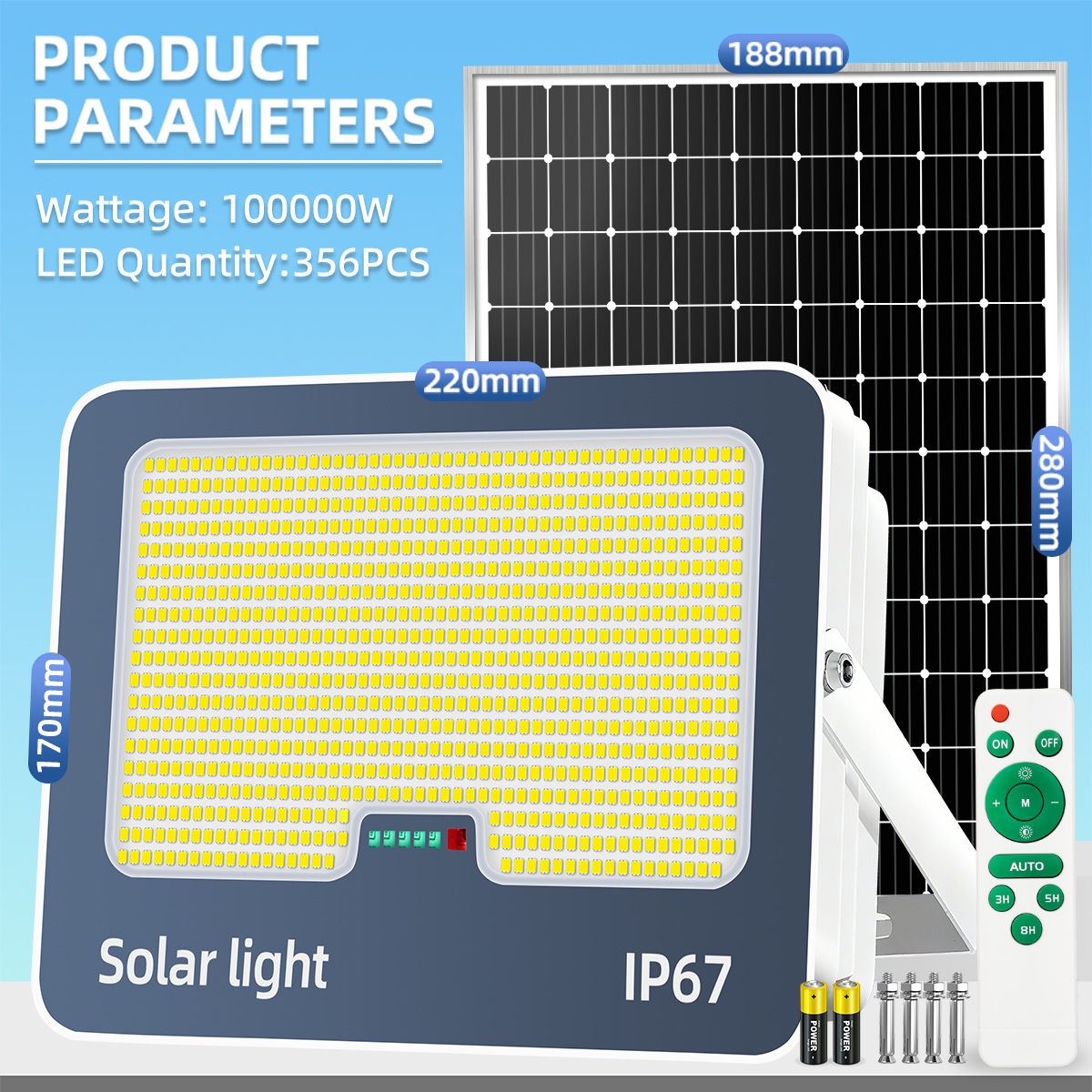EEKOO โซล่าเซลล์ 1 แถม 1 800000w โคมไฟโซล่าเซลล์ solar light ไฟ led ไฟโซล่าเซล1000wแท้ แผงโซล่าเซลล์ โซล่าเซลไฟบ้าน สปอตไลท IP67 กันน้ำ