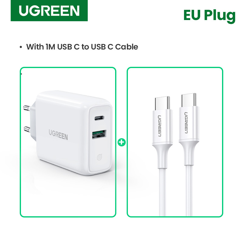 Ugreen 36W เครื่องชาร์จ USB แบบ Dual Type-C Quick Charge 4.0 3.0ประเภท C PD Fast ตัวชาร์จไฟสำหรับ iPhone 12 Mini/iPhone 12/ 12 Pro/ 12 Pro Max/สำหรับ iPhone 11เครื่องชาร์จ USB QC 4.0 3.0ที่ชาร์จแบตเตอรี่โทรศัพท์