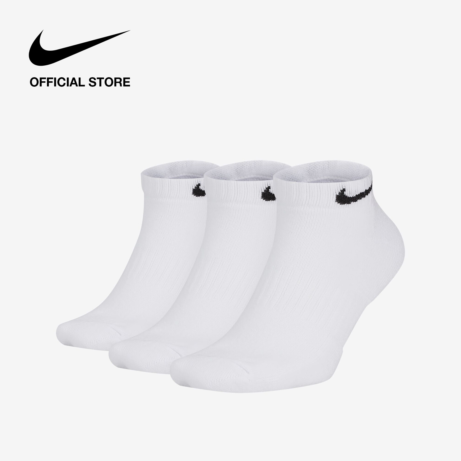 Nike Unisex Everyday Cushioned Training Low Socks (3 Pairs) - White ไนกี้ ถุงเท้าเทรนนิ่งข้อสั้น ยูนิเซ็กส์ (3 คู่) - สีขาว