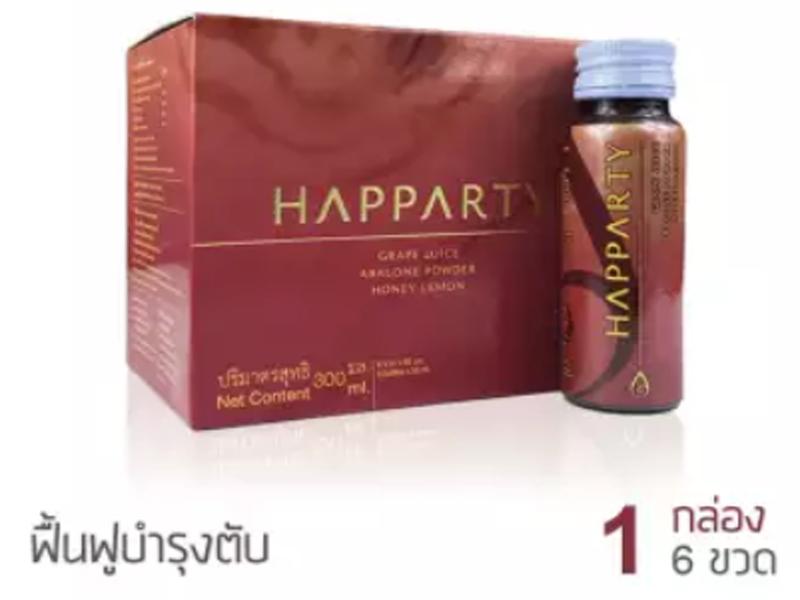 Happarty แฮปปาร์ตี้ เครื่องดื่มเป๋าฮื้อผง ในน้ำองุ่นผสมน้ำผึ้งมะนาว( 1 กล่อง)