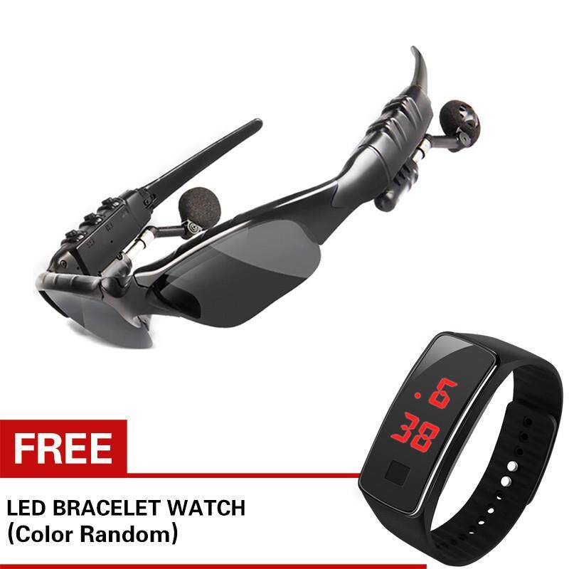 ชุดแว่นกันแดด และหูฟังบลูทูธสเตอริโอ 4.1 สำหรับนักีฬา นักท่องเที่ยว พร้อมนาฬิกา LED ฟรี