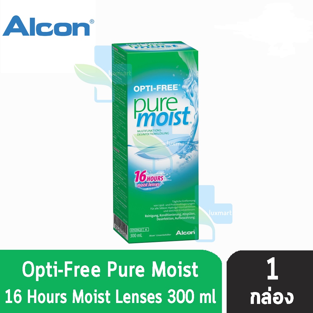 ALCON Opti Free Pure Moist Puremoist ออฟติ ฟรี เพียว มอยซ์ น้ำยาล้างคอนแทคเลนส์ สำหรับล้าง ฆ่าเชื้อ และแช่เก็บเลนส์ มีมอยเจอร์เข้มข้น 300 ml [1 กล่อง]