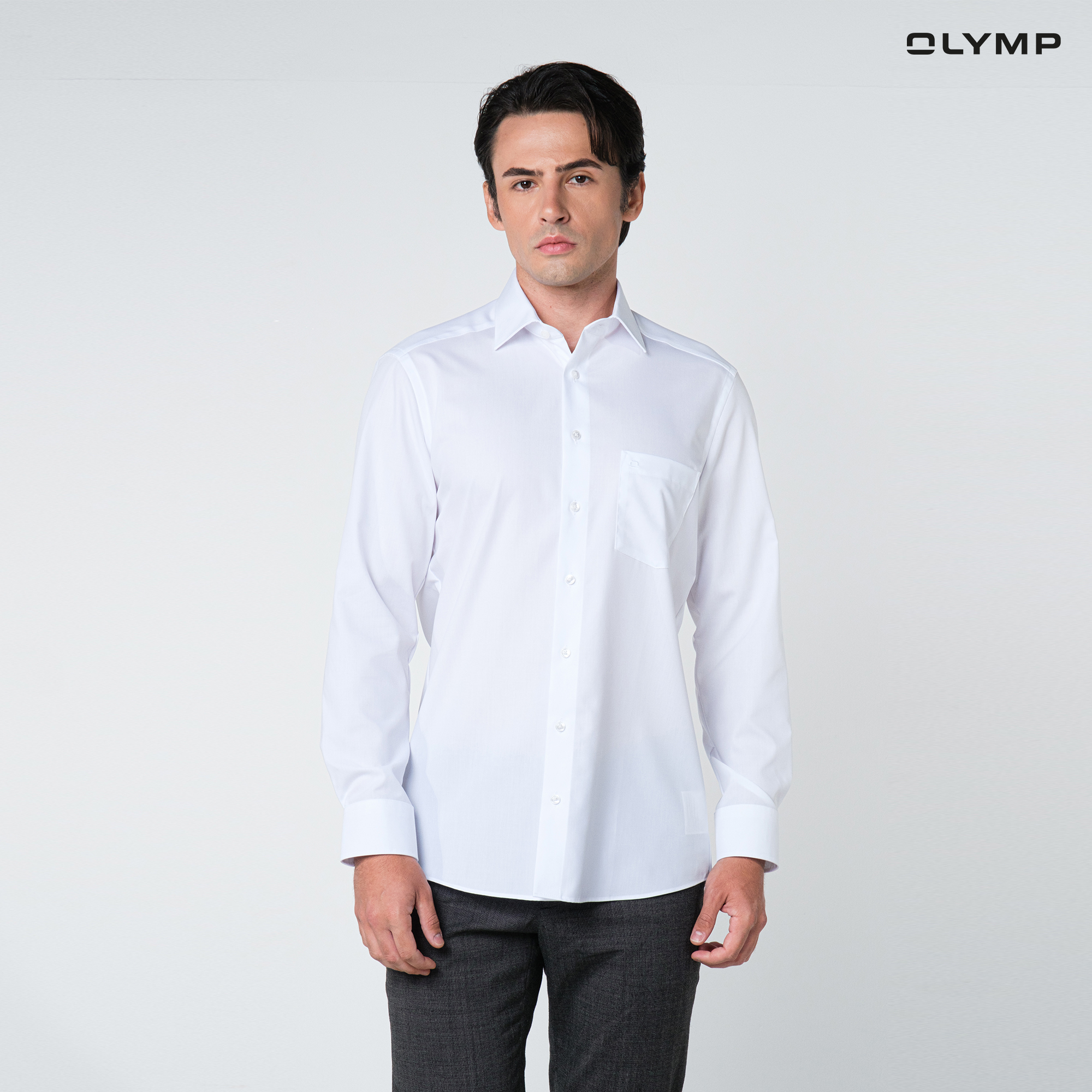 OLYMP LUXOR Shirt เสื้อเชิ้ตชาย สีขาว ผ้าเรียบ ทรงหลวม ใส่สบาย รีดง่าย Y24NOS ราคา 1,090 บาท*ส่งฟรี