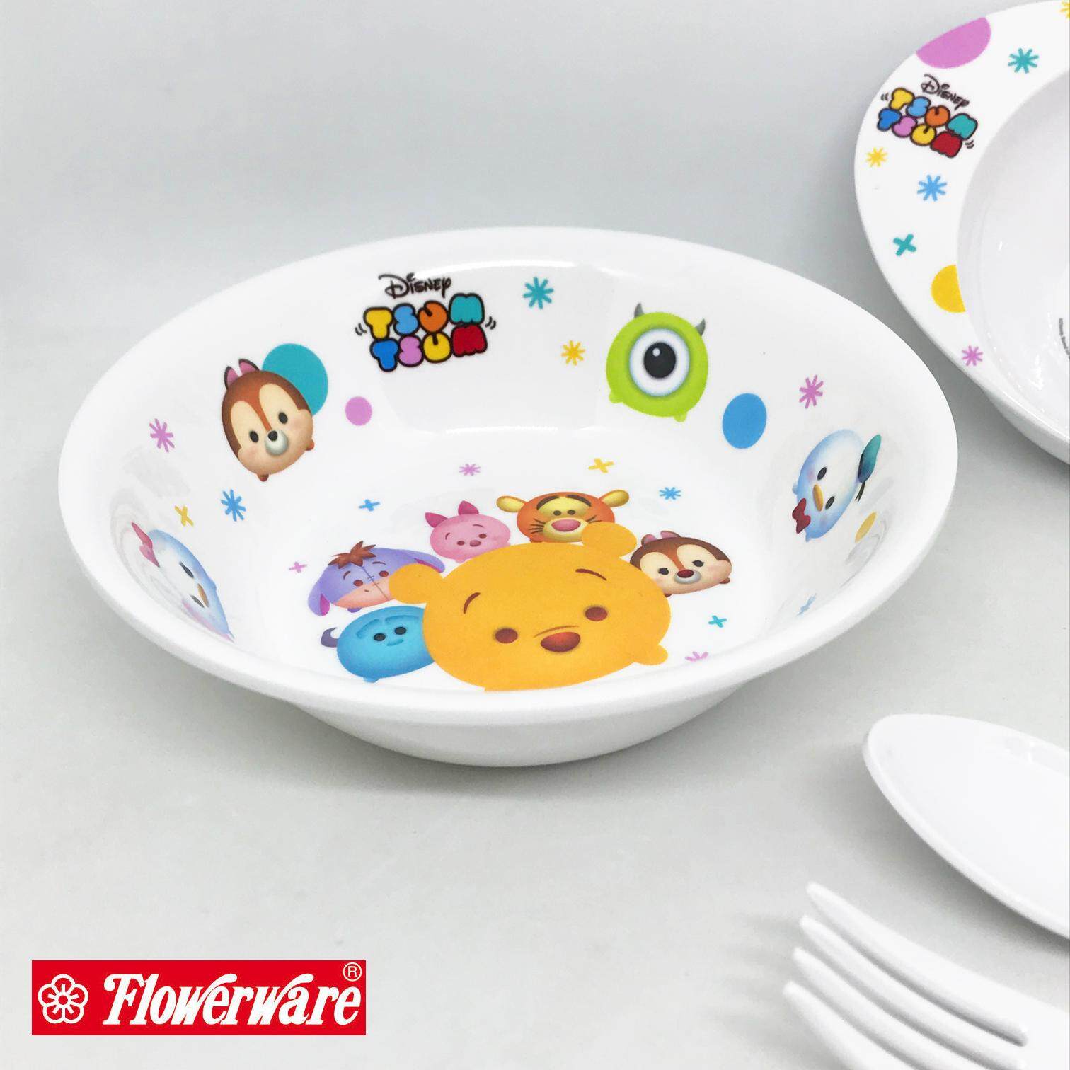 [ขายแยกชิ้น] จานข้าวเด็ก ช้อนส้อมเด็ก ถาดหลุม แก้วน้ำเมลามีน Disney TSUM TSUM-02 ยี่ห้อ ฟลาวเวอร์แวร์ / 1 ชิ้น