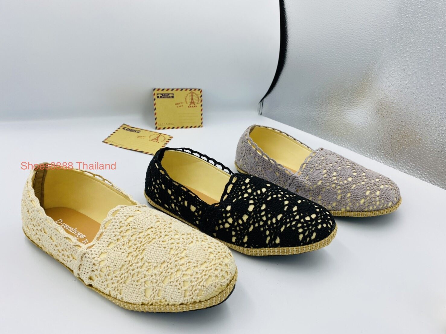 Shoes8888 Thailand รองเท้าคัทชู ลายลูกไม้ มี3สี ไซลื36-40