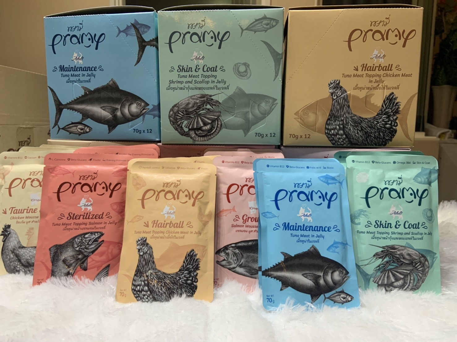 🚚 ส่งฟรี 🚚 pramy พรามี่ อาหารเปียกแมว อาหารแมว อาหารเบียก Food cat อาหารลูกแมว ลูกแมว ทาสแมว น้องแมว cat อาหารบำรุงสุขภาพ ขนาด 70 กรัม ราคา 19 บาท*ส่งฟรี