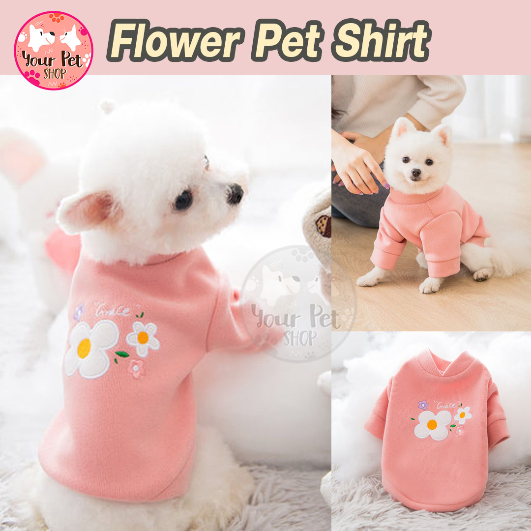 Flower Pet Shirt เสื้อผ้าอุ่นมใส่สบายไม่หนามาก เสื้อหมา เสื้อแมว เสื้อสุนัข ชุดสัตว์เลี้ยง