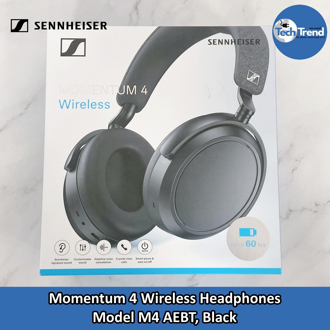 หูฟังครอบหู หูฟังเพลงเสียงเบสแน่น (Sennheiser) Momentum 4 Wireless Headphones (M4 AEBT) หูฟัง ไร้สาย แบบครอบหู
