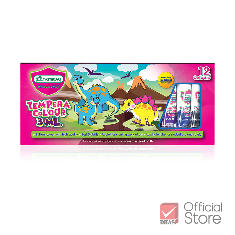 Master Art สีน้ำ สีน้ำเทมพาร่า 12 สี (ขนาด 3 มล.) สำหรับผู้เริ่มต้น – จำนวน 1 กล่อง