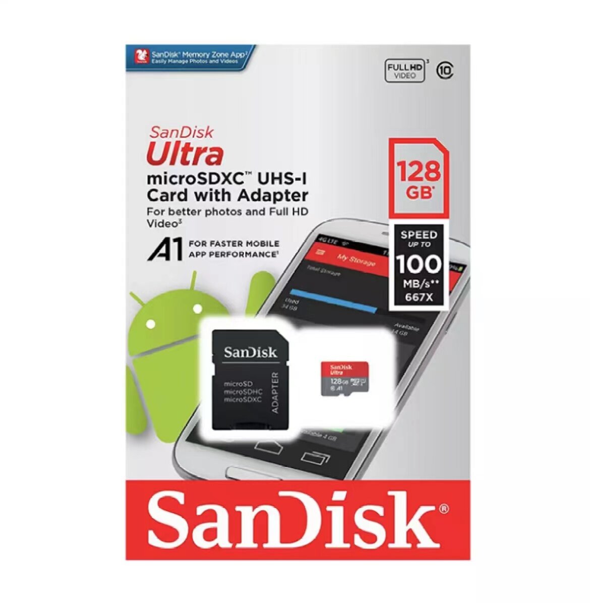 SanDisk Ultra microSDXC C10 100MB/s R-128GB U1 A1 UHS-1 4x6 10Y (SDSQUAR_128G_GN6MN) ( เมมโมรี่การ์ด ไมโครเอสดี การ์ด ) การ์ดหน่วยความจำ ราคา 49 บาท*ส่งฟรี