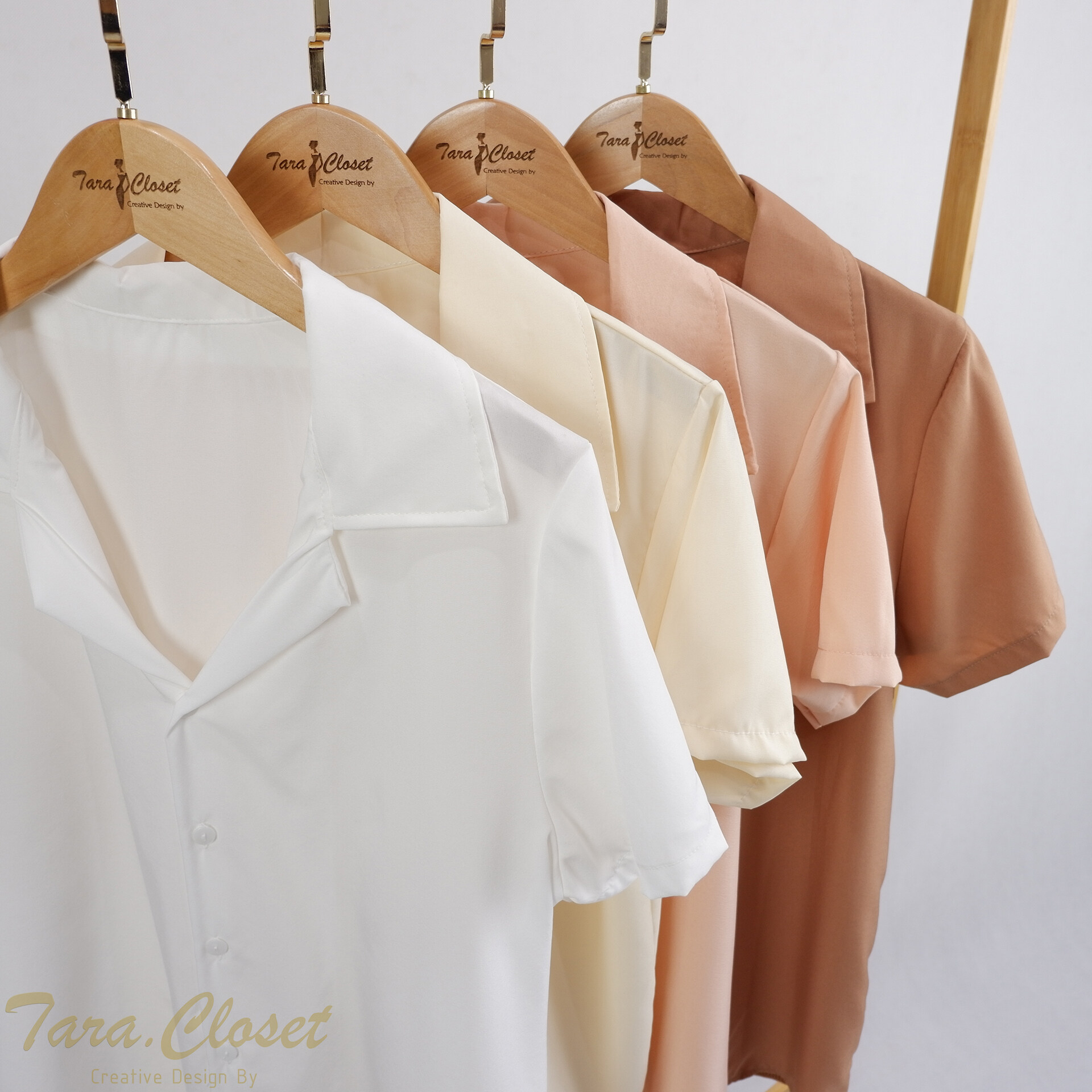 IT019 TARA Shirt minimal เสื้อเชิ้ต ปกฮาวาย แขนสั้น สีเอิร์ธโทน ผ้าไหมอิตาลีอย่างดี