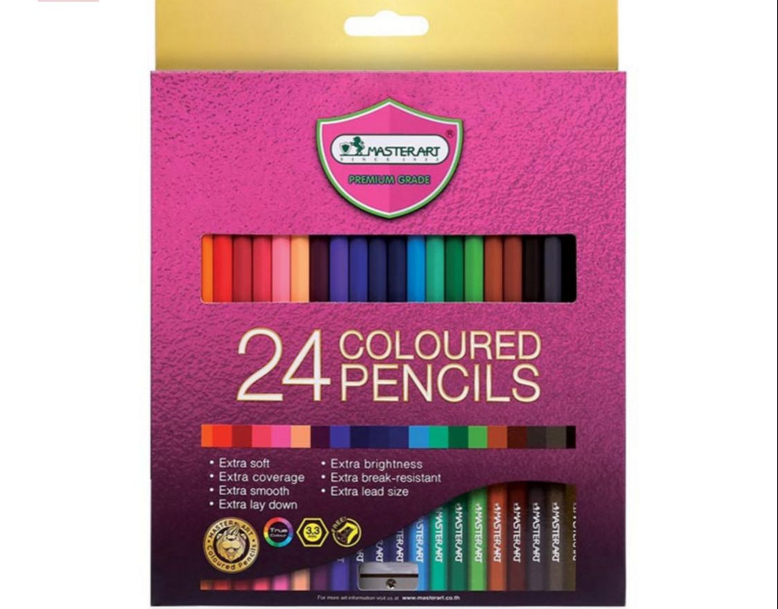 รุ่นใหม่ สีสดกว่าเดิม ดินสอสี สีไม้ มาสเตอร์อาร์ต Master art 12 24 36 48สี มี แบบแท่งยาว1หัว และ แบบ 2 หัว ( 1 กล่อง )