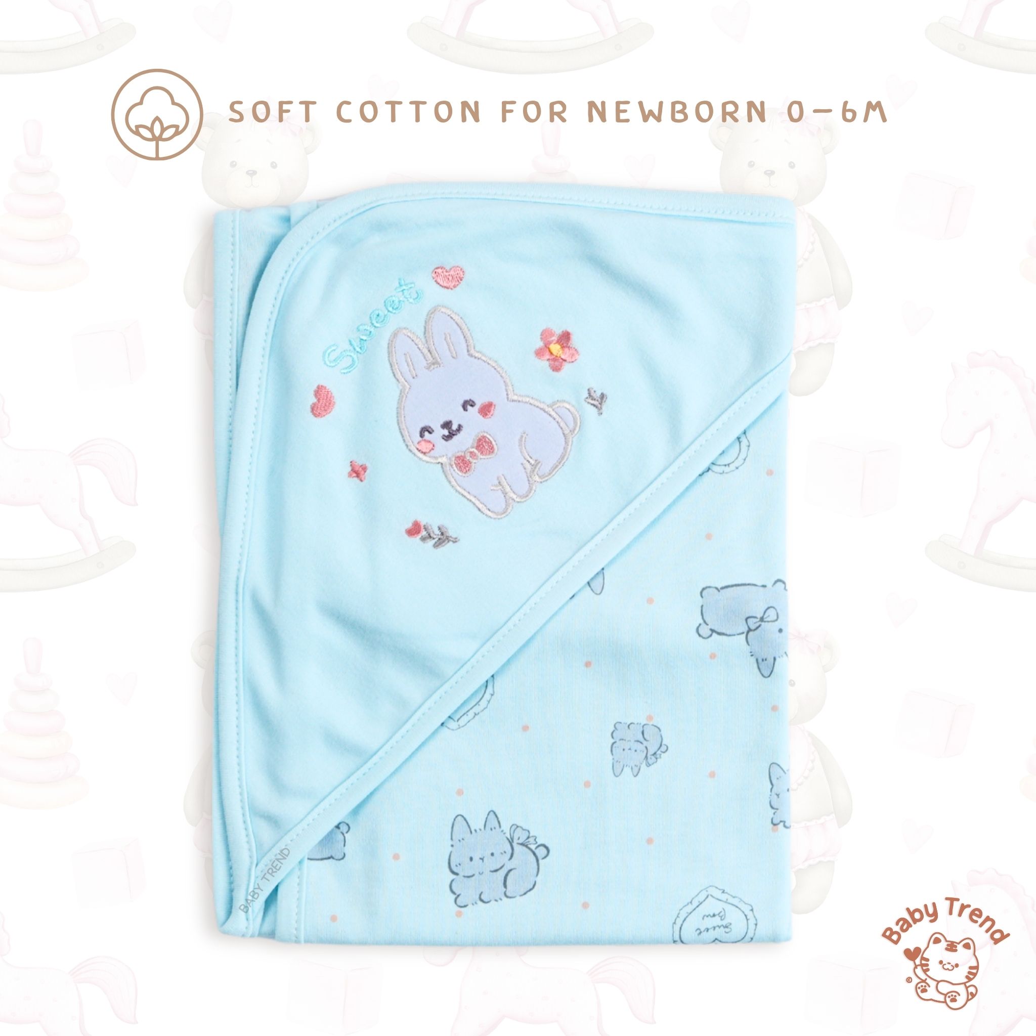 Babytrend ผ้าห่อตัวเด็กแรกเกิด ขนาด 27 x 27 นิ้ว ผ้าคอตตอนนุ่มๆ ลายน่ารัก ( 1 ผืน )