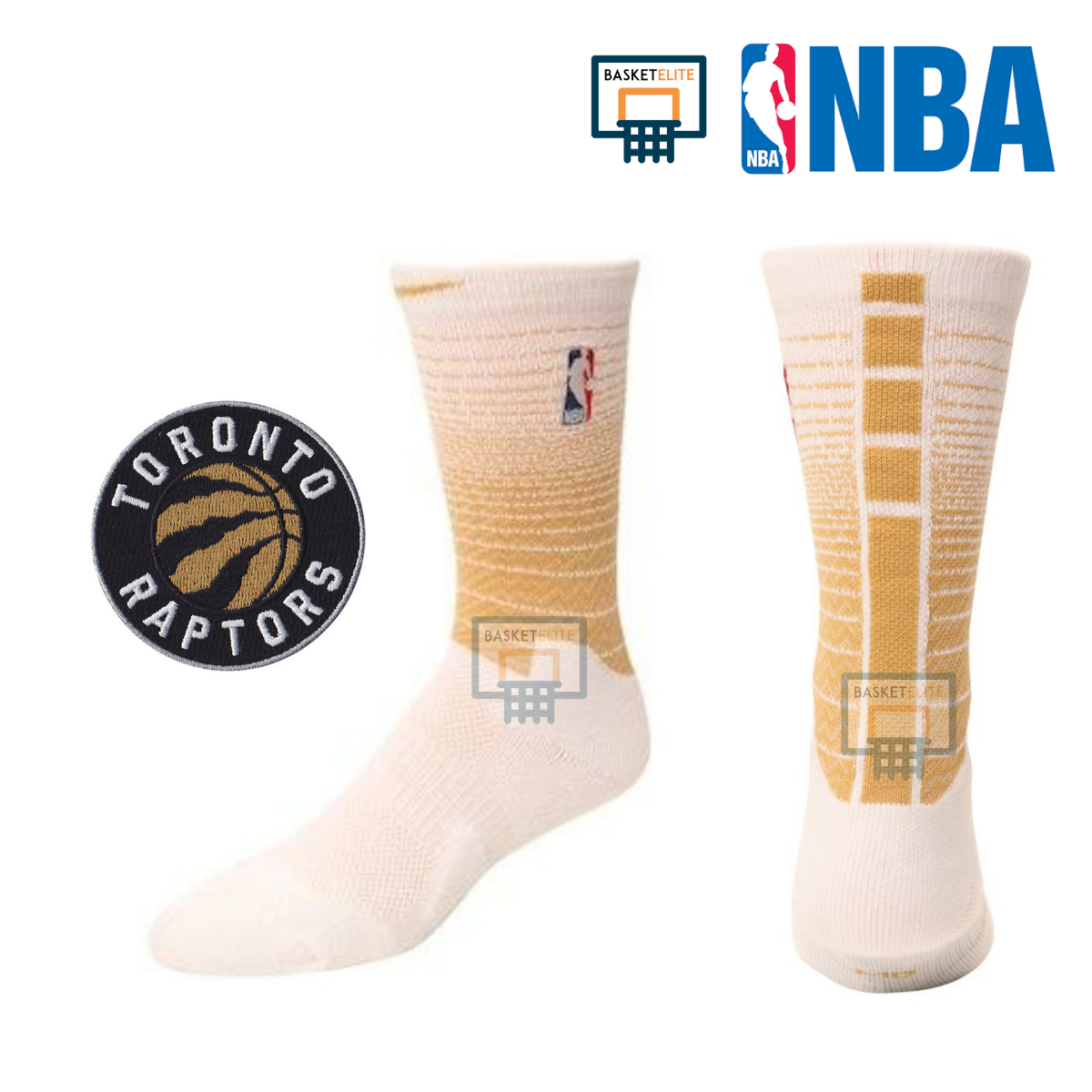 ถุงเท้าบาส NBA Elite Raptors (ทองขาว/ดำขาว)