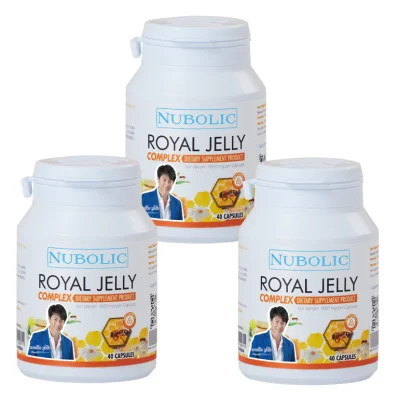 แท้100% Royal jelly nubolic รุ่นใหม่ นมผึ่งหมากปริญ นมผึ้งนูโบลิค นมผึ้ง 6% 40 เม็ด 1650 mg 3 กระปุก มี QR code