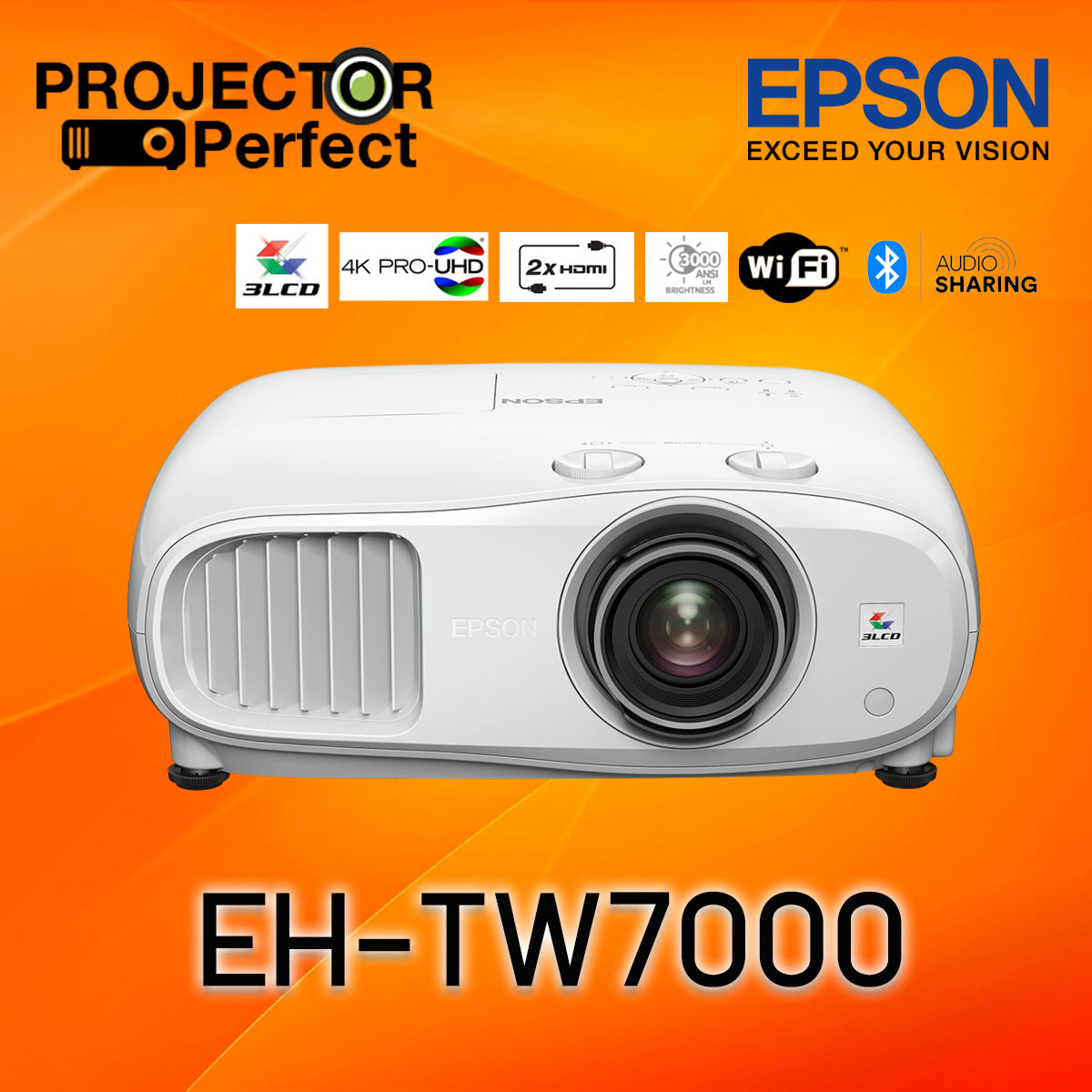 EPSON EH-TW7000 (4K PRO-UHD) เครื่องฉายภาพโปรเจคเตอร์ เอปสัน EH-TW7000 ประกันศูนย์ 2 ปี Best Home 4K Projector ราคา 49,900 บาท*ส่งฟรี