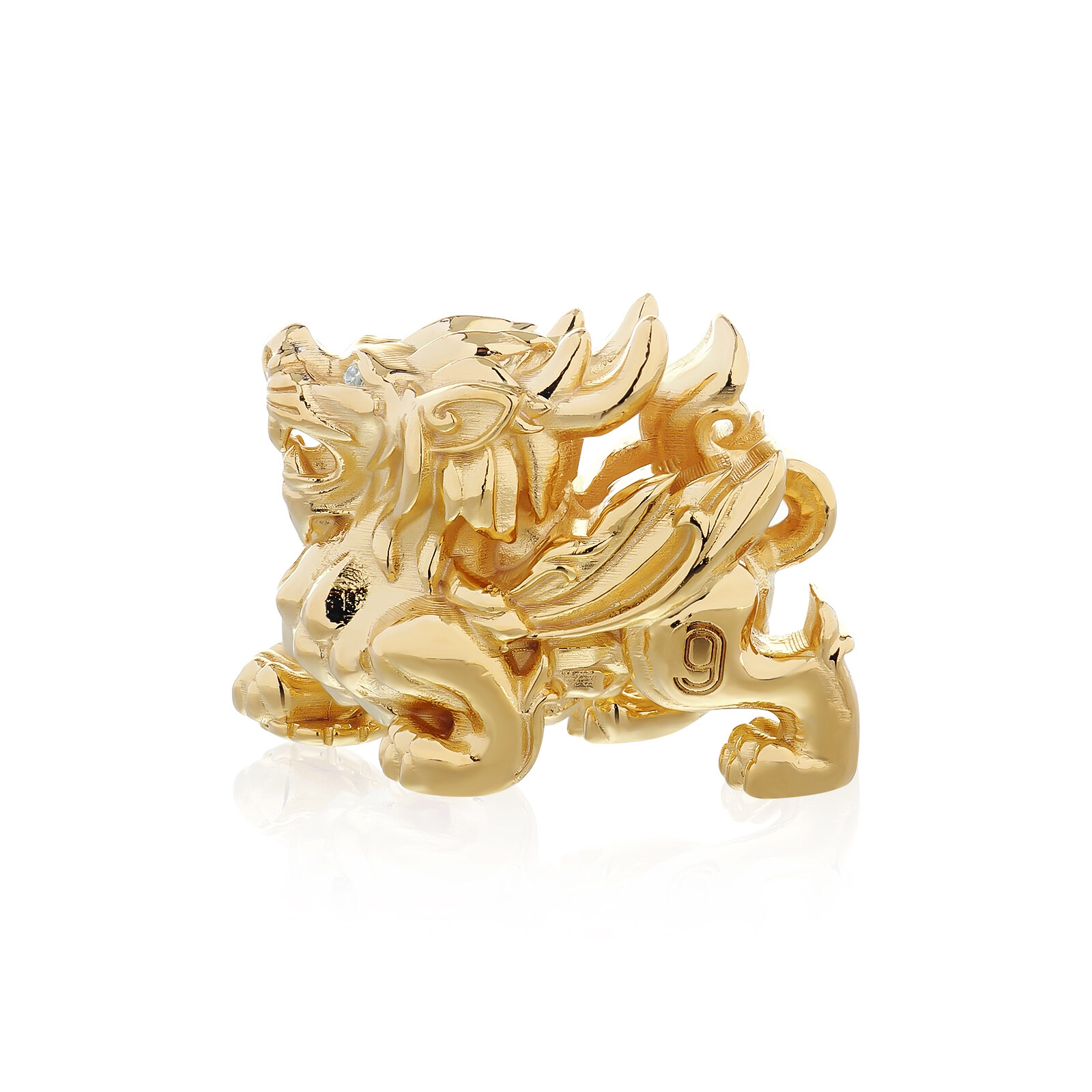 The Golden of Pixiu Bead -Xtreme บีดส์ประคำเงินแท้ 925 ลายปี่เซี๊ยะมงคล (ตัวเมีย) ขัดเงาพิเศษชุบบทองคำแท้ 24 กะรัต ฝังพลอยคริสตัล