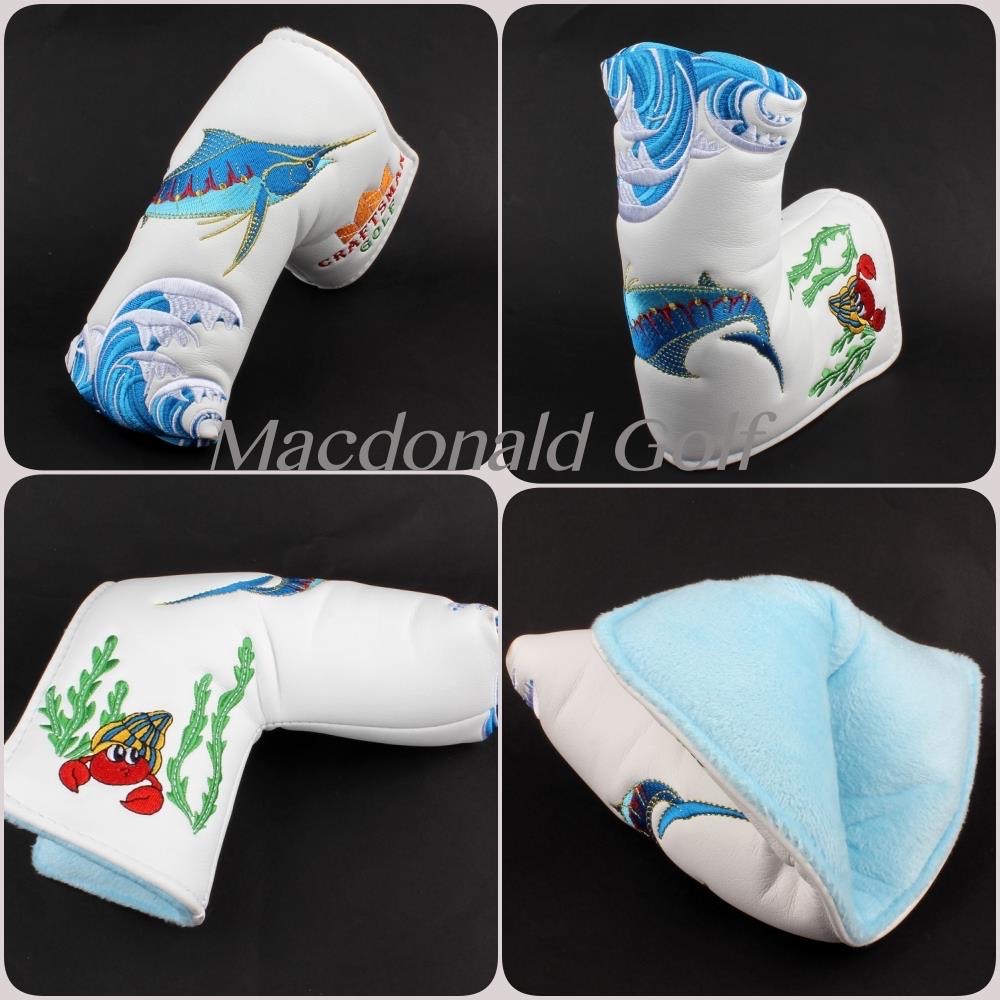 CM Golf Head Cover Putter Blade -Crab&Fish White