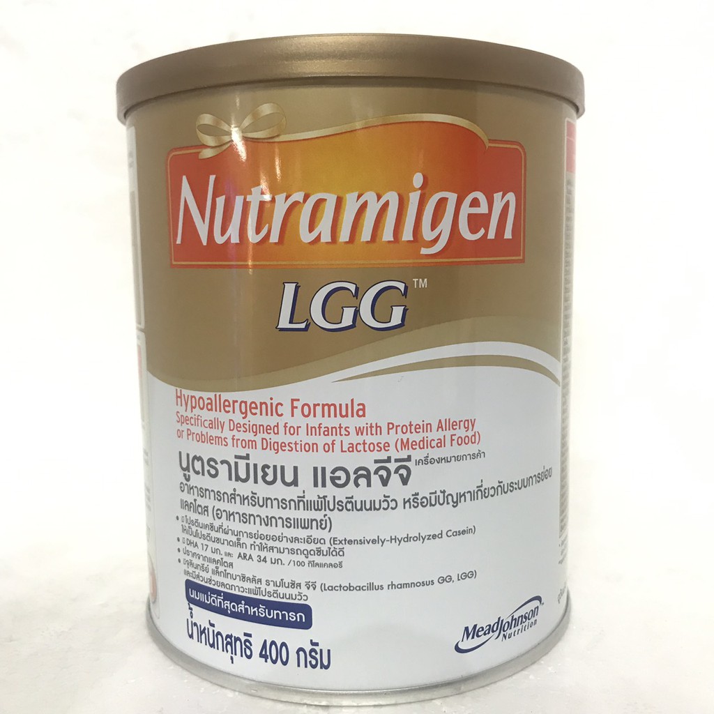 Nutramigen LGG นมผงสูตรพิเศษ สำหรับทารกที่แพ้โปรตีนนมวัว ขนาด 400 กรัม (1 กระป๋อง)