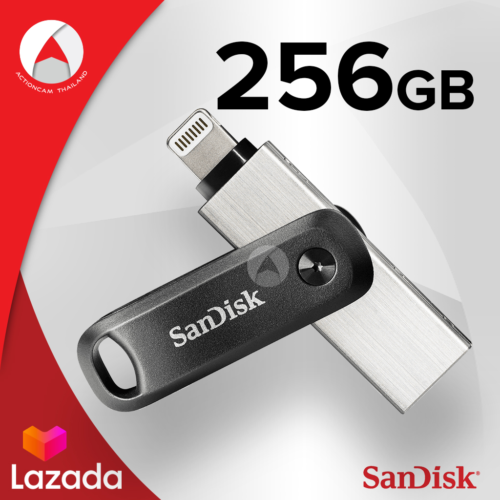 SanDisk iXpand Flash Drive Go 256GB for iPhone and iPad OTG (SDIX60N-256G-GN6NE) แฟลชไดรฟ์ 2หัว แซนดิส ซินเน็ค อุปกรณ์โอนย้ายข้อมูลโทรศัพท์ มือถือ ไอโฟน ไอแพด ประกัน Synnex 2 ปี