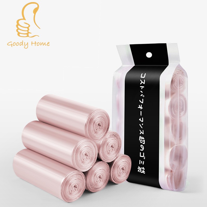 Goody Home ถุงขยะไม่มีหูหิ้ว ขนาด 45*50 สีสันสวยหวาน บางแต่เหนียว จำหน่ายเป็น แพค แพคละ 5 ม้วน