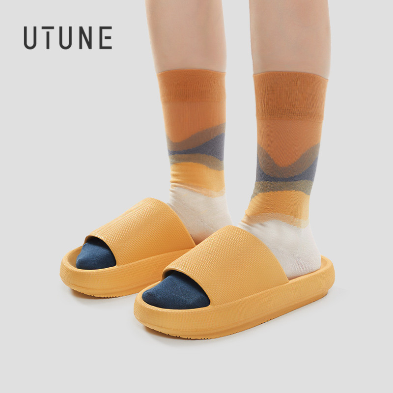 UTUNE Thick Sole Sandal Slides for Women Indoor House Slippers Anti-slip Light Bathroom Shoes Summer ราคา 384 บาท*ส่งฟรี