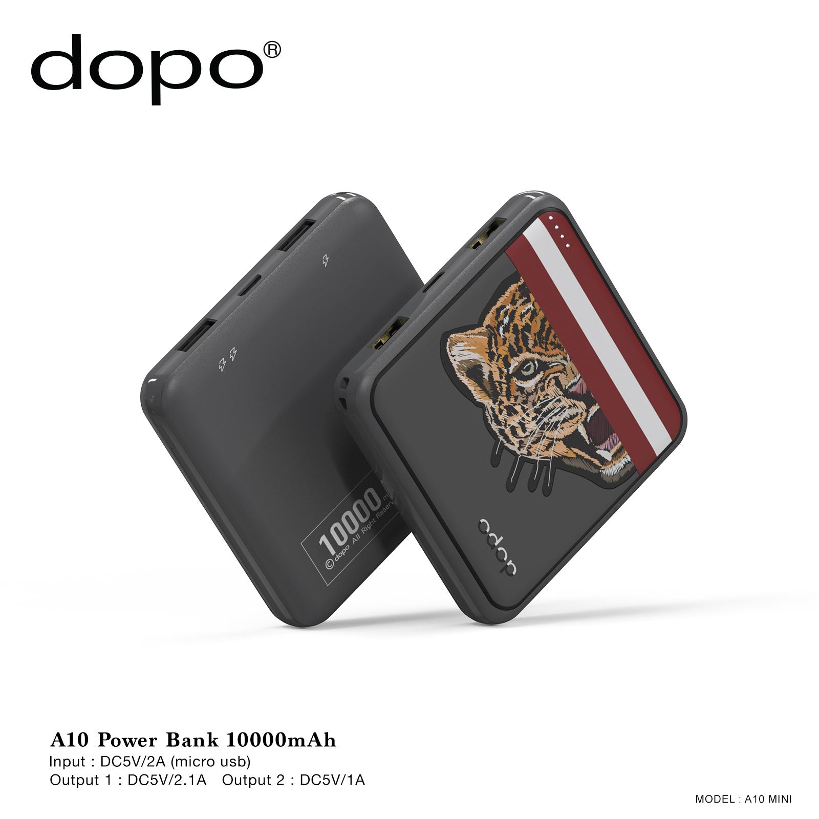 แบตเตอรี่สำรอง dopo Power Bank รุ่น A10 mini (Tiger) ขนาด 10000mAh รับประกัน 1 ปี ของแท้ 100% (ผลิตหรือนำเข้าก่อน 16 พ.ย. 63)