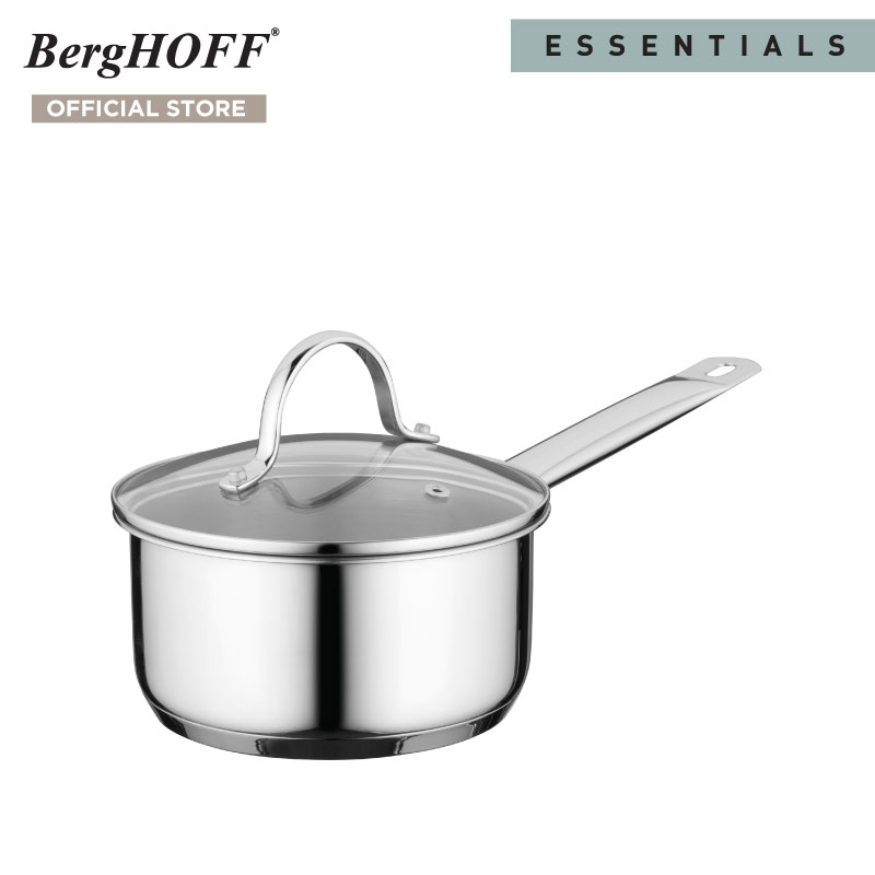 BergHOFF หม้อซอสสแตนเลสสตีลพร้อมฝา รุ่นEssential-Comfortกระจายความร้อนดี 16 ซม. สีเงิน 1100225 ราคา 1,592 บาท*ส่งฟรี